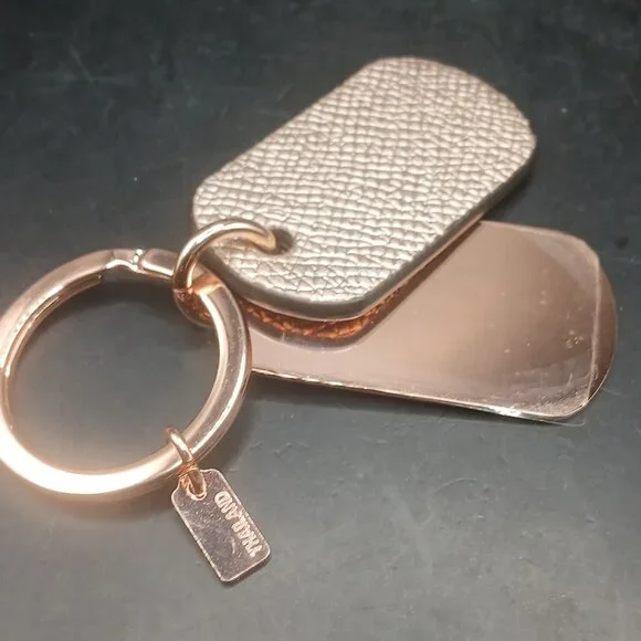 RARE! Coach Hangtag Military Dog Tag Style Key Chain Fob Bag Charm Rose Gold - Picture 4 of 6